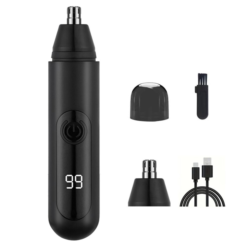 Nose Hair Trimmer USB Rechargeable with LED Display, Painless Dual Edge Blades for Men and Women