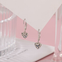 Heart Dangle Drop Earrings in Sterling Silver, Hypoallergenic Hollow Out Design Lightweight and Comfortable Leverback Earrings, Fashion and Elegant