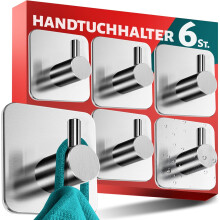 Suporte para toalhas sem furos, conjunto de 6 unidades - Ganchos de aço inoxidável para toalhas de banheiro, ganchos autoadesivos clássicos