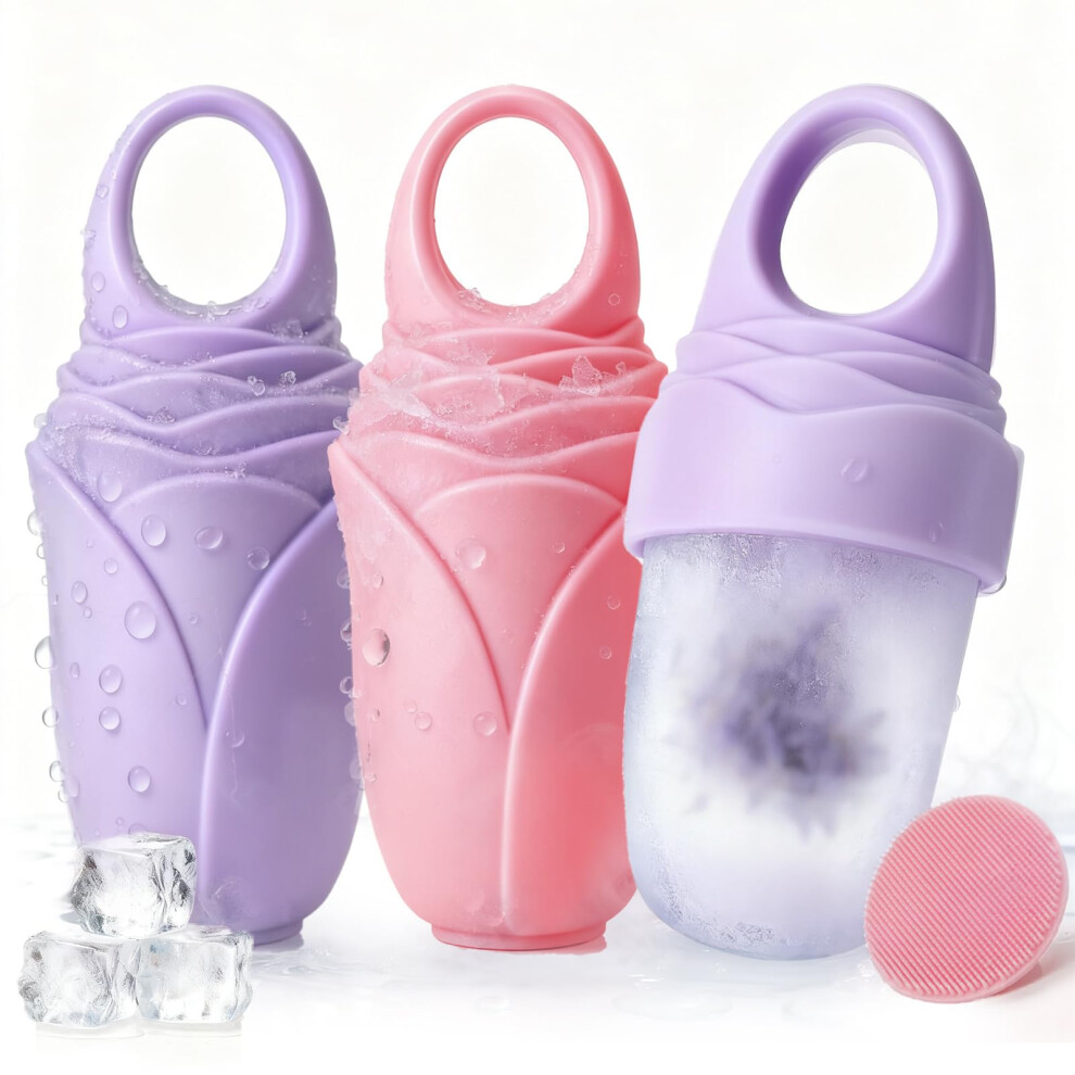 Face Ice Roller Set with Reusable Silicone Molds for Puffy Eyes Migraine Relief and Skin Tightening
