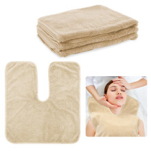 4PCS Light Coffee UShaped Microfiber Facial Towels for Estheticians, Soft Coral Fleece Spa Face Cloths, Extra Large FastAbsorb Skincare Salon