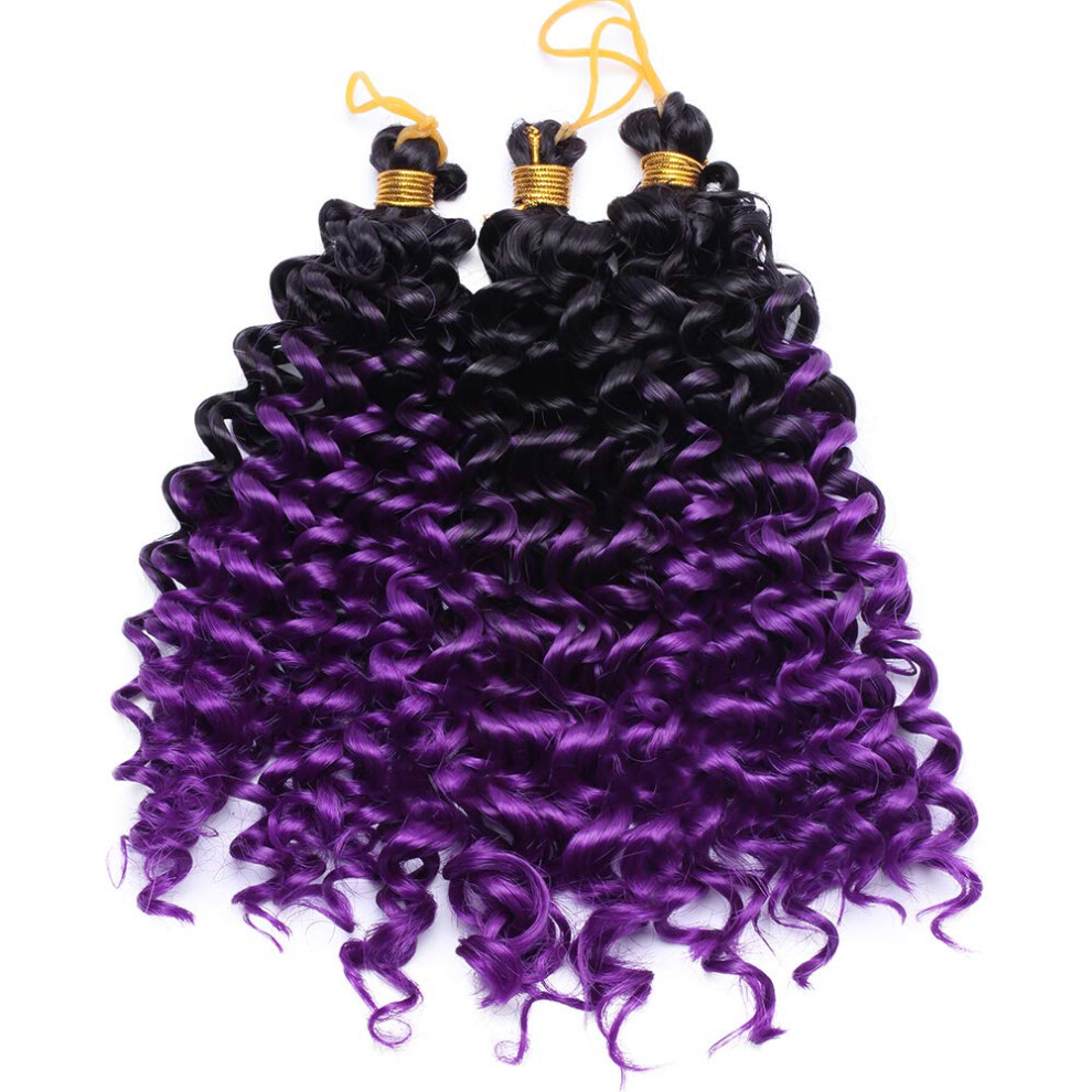 Unisex Black,Purple 8Inch Kinky Curly Braiding Hair Black To Purple Marlybob Crochet Hair Extensions Weave Braids Synthetic Hairpiece