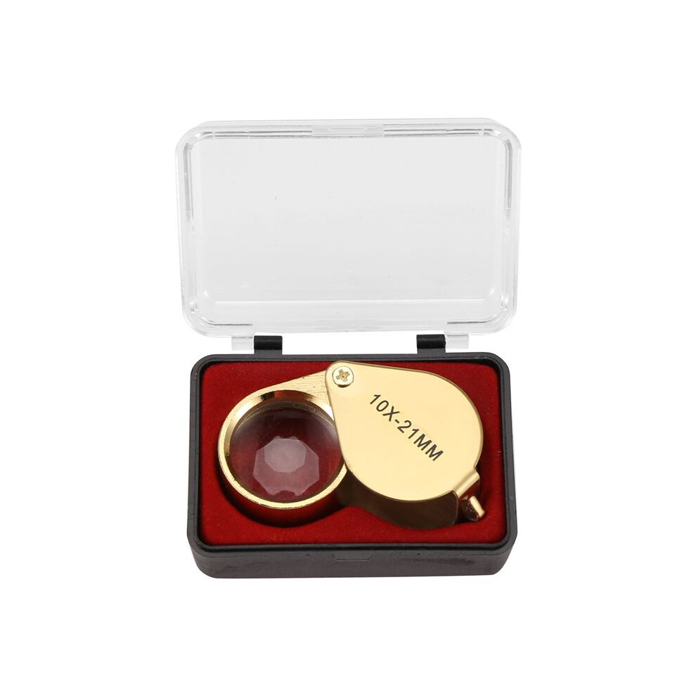 Melitt Golden 10X Magnifying Magnifier Glass Jewellers Eye Foldable Jewelry Loop Loupe(Golden)