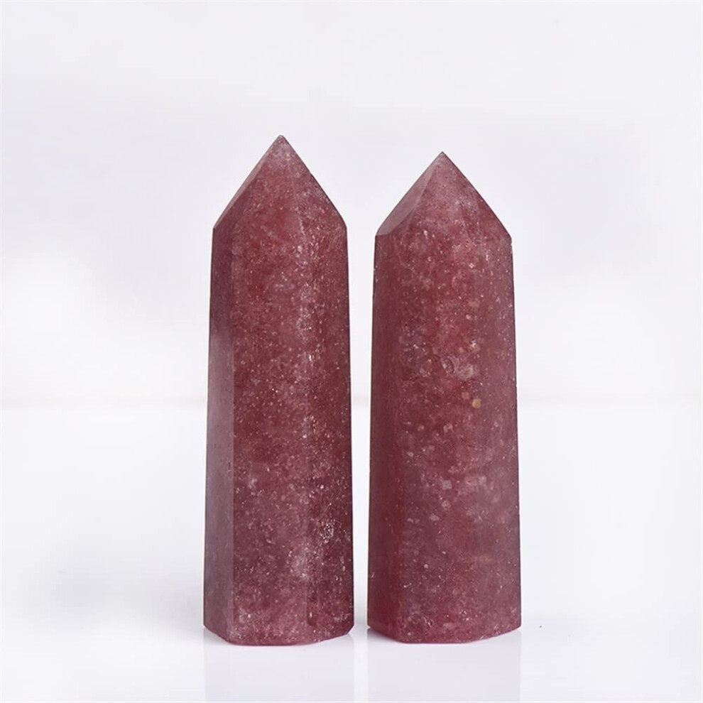 Natural Strawberry Quartz Crystal Healing Wand 89cm Handcrafted Six Prism for Meditation and Gift