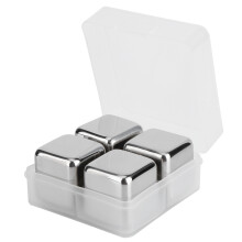 Elegante Getränkekühlwürfel, ungiftiger, lebensmittelechter Edelstahl, wiederverwendbar für Whisky, Bier, Rotwein, Limonade und mehr (4 Stück)