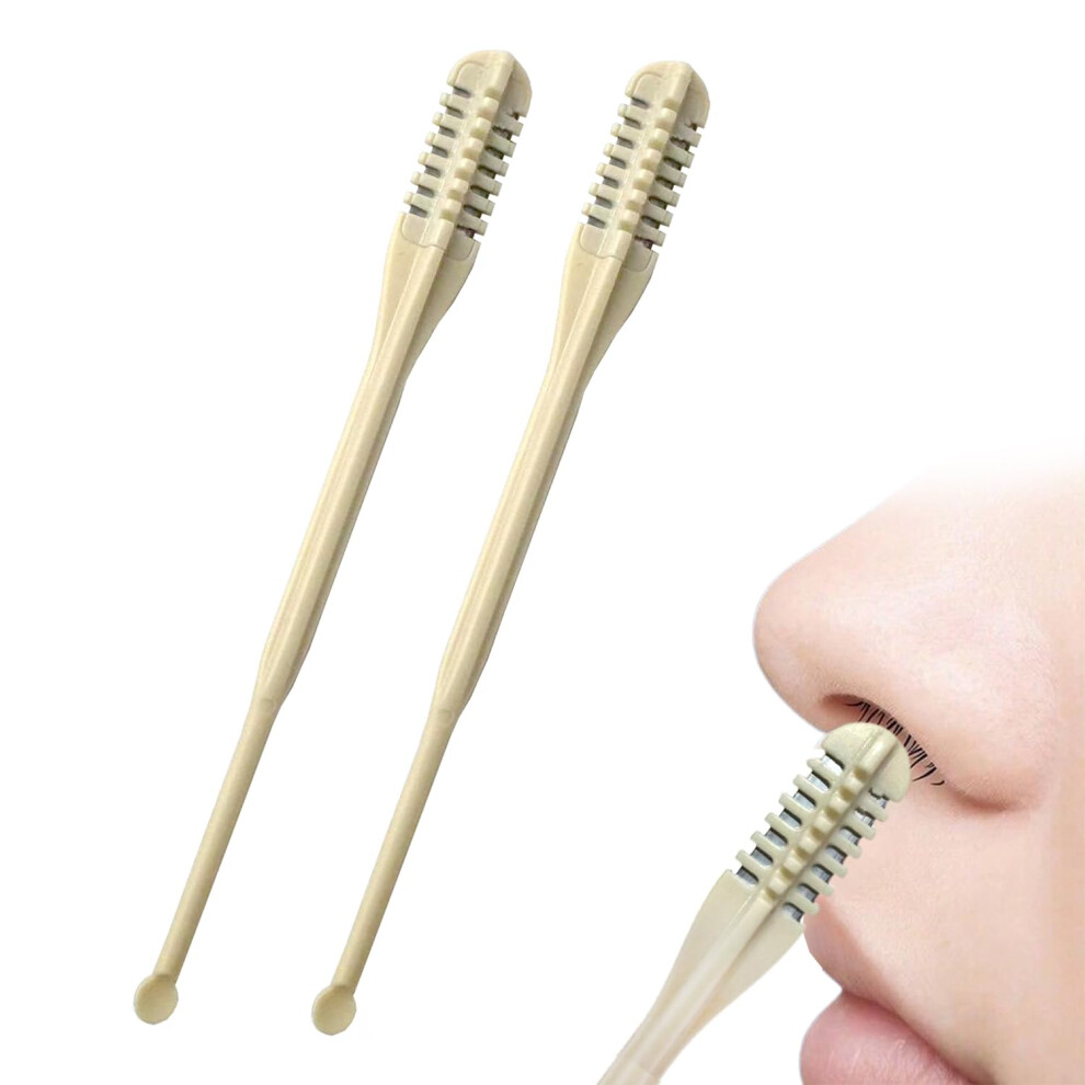 2PCS Manual Nose Hair Trimmer 2in1 DoubleSided Blade with Ear Cleaner and 360 Rotating Cutter