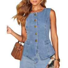 Gilet en Jean Bleu pour Femme, Taille S.