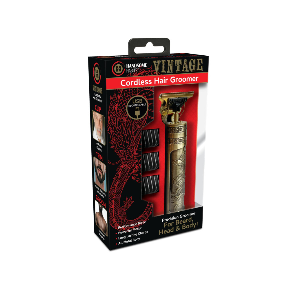 Cordless Hair Trimmer for Men, Rechargeable Electric Razor, Year of Dragon Metal Body