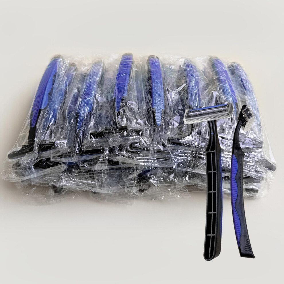 Disposable Razors Bulk Pack, Travel Size 3 Blade Stainless Steel, Individually Wrapped for Smooth Shave