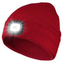Unisex LED Beanie Hat Light USB Rechargeable Winter Flashlight Christmas Beanie with Light LED Headlamp for Men E