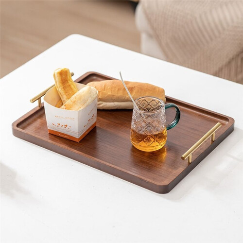 Wooden Tray Solid Wood Tea Tray with Handle Household Storage S 2