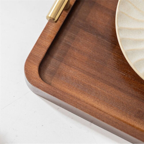 Wooden Tray Solid Wood Tea Tray with Handle Household Storage S 1