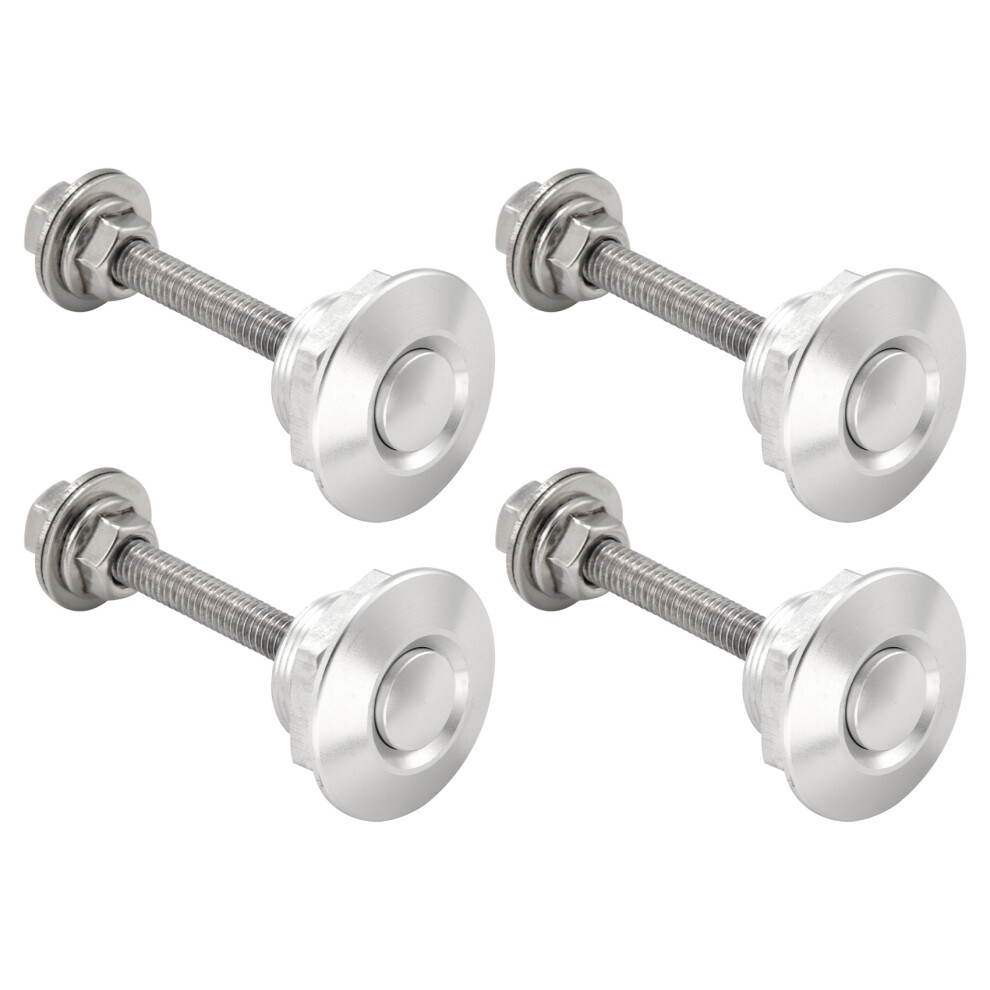 4X Quick Release Push Hood Latch Button Car Pin Bonnet Lock Bumper Clip Latches Silver 6131667574017