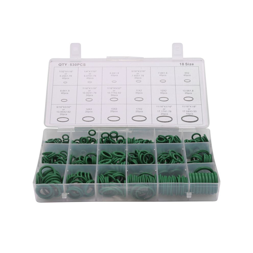 530Pcs Car R134a Car O-Ring Repair Automotive Air Conditioning Repair Rubber Sealant Box Set Green 6134064310967