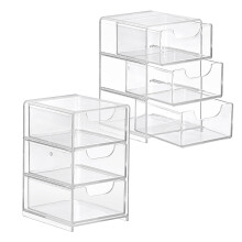 2 Packs Acrylic Desk Organizer with Clear 3Drawer Design for Makeup, Jewelry and Bathroom Storage