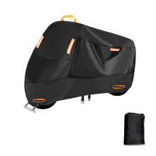 Waterproof Motorcycle Cover XL All Weather UV Protection Universal Fit with Storage Bag Black 210D