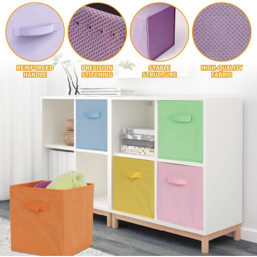 Cube Storage Boxes 6Pack Foldable Storage Cubes With Handles For Organizing Clothes Colorful 2