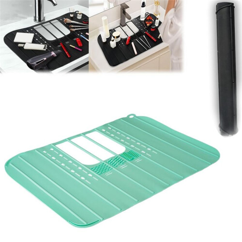 Foldable Sink Cover Mat Space Saving Bathroom Organizer Makeup Brush Cleaning Mat B 1