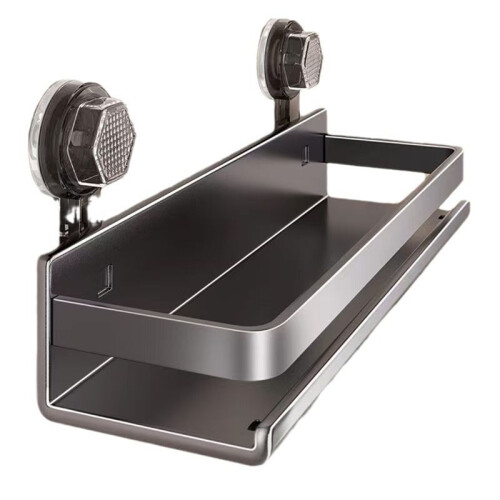 Bathroom Suction Cup Shelf - Wall Mounted Storage Rack for Shower, Home Organizer Holder, Space-Saving Design