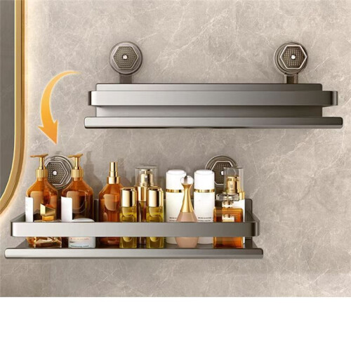 Bathroom Suction Cup Shelf - Wall Mounted Storage Rack for Shower, Home Organizer Holder, Space-Saving Design 1