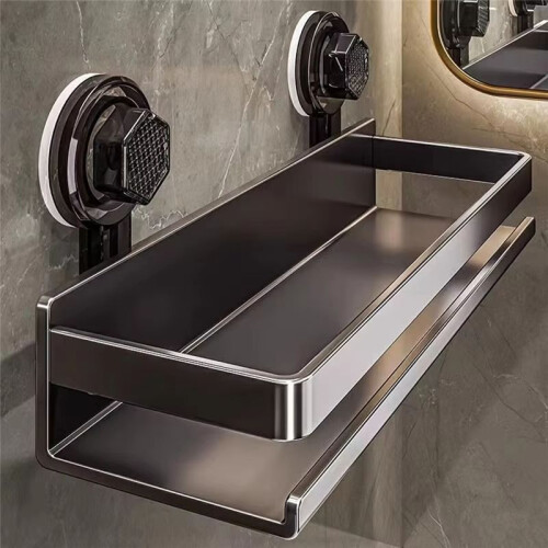 Bathroom Suction Cup Shelf - Wall Mounted Storage Rack for Shower, Home Organizer Holder, Space-Saving Design 2