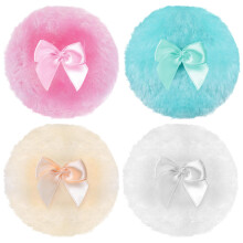 4pcs Large Fluffy Powder Puff for Body and Face with Bow Handle, Washable Soft SkinFriendly Design