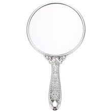 Vintage Hand Mirror with Handle, Retro Silver Handheld Vanity Mirror for Makeup and Hair Styling