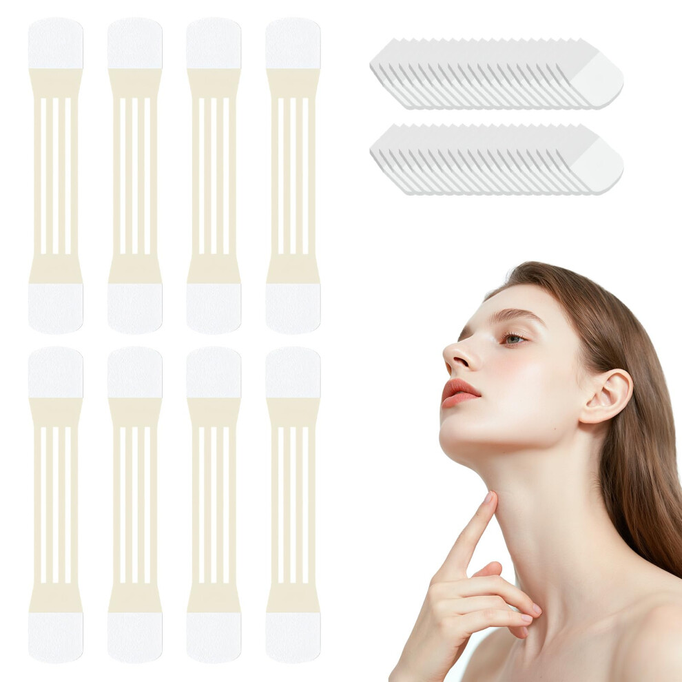 8PCS Neck Lift Tape and Face Lifting Tape, Invisible Waterproof Wrinkle Smoothing, Instant Firming