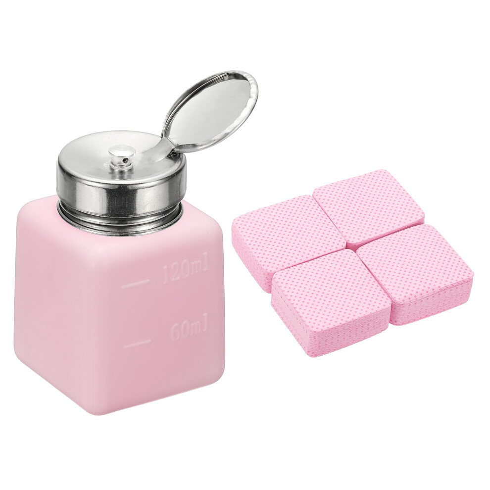 120ml Alcohol Dispenser Bottle with LeakProof Pump for Nail Polish Remover and Lint Wipes