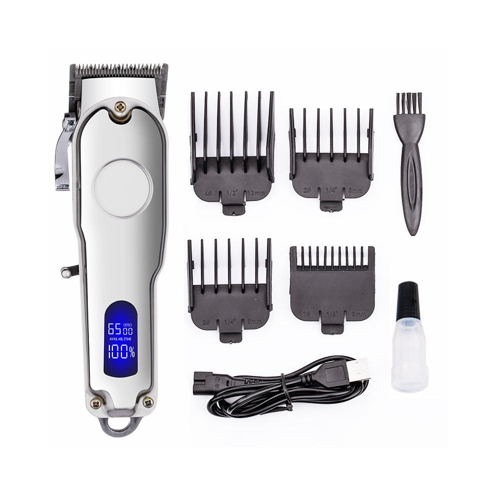 Inf Silver Hair Clipper With Accessories 2000Mah Rechargeable Battery Low Noise
