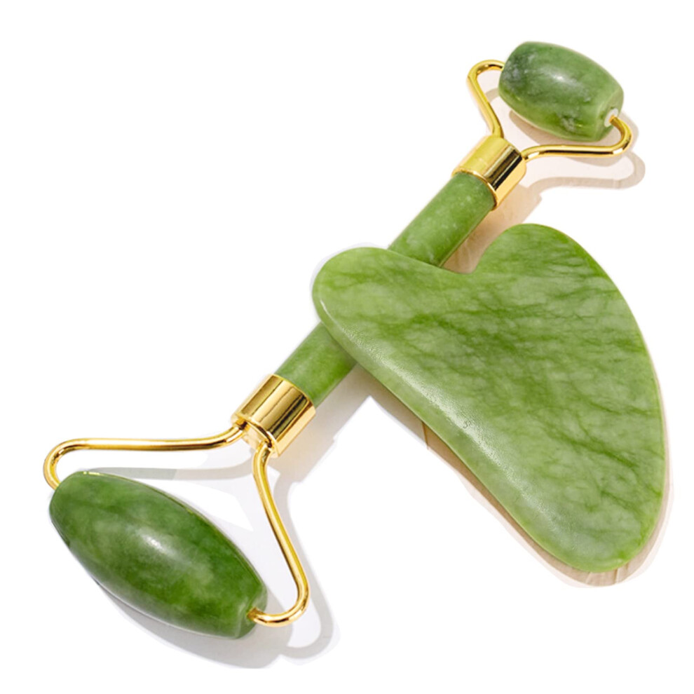 Jade Roller and Gua Sha Set for Face and Neck Massage, Reduce Puffiness, Boost Circulation