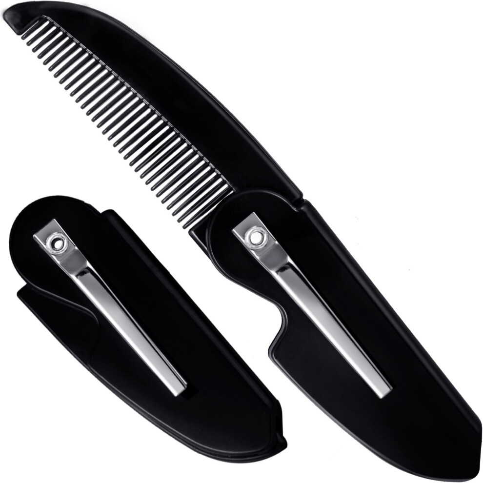 Unisex Folding Mustache Comb For Men With Rounded Fine Teeth, Pocket Beard Comb For Grooming And Styling