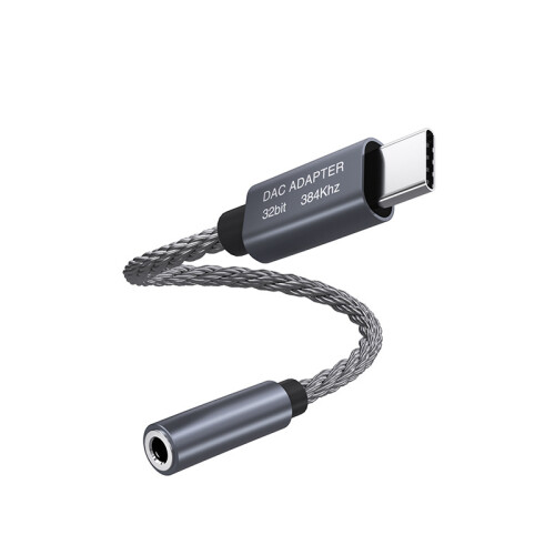 32bit/384kHz USB-C auf 3,5 mm Audio-Adapterkabel DAC-Adapter Grey