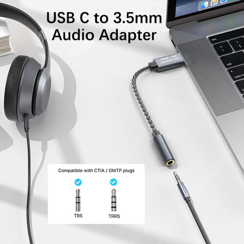 32bit/384kHz USB-C auf 3,5 mm Audio-Adapterkabel DAC-Adapter Grey 1