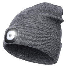 Unisex LED Beanie Hat Light USB Rechargeable Winter Flashlight Christmas Beanie with Light LED Headlamp for Men A