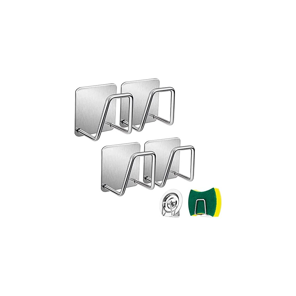 Stainless Steel Sponge Hooks 4Piece Rustresistant Sink Caddy, Adhesive Sponge Holder For Kitchen Accessories 9119770754530
