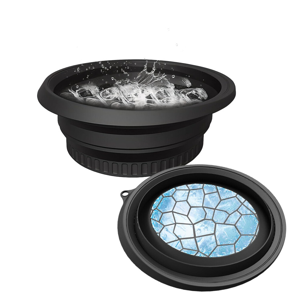 Black Collapsible Silicone Facial Ice Bath Bowl For Cold Plunge Therapy, Skin Tightening And Acne Relief,