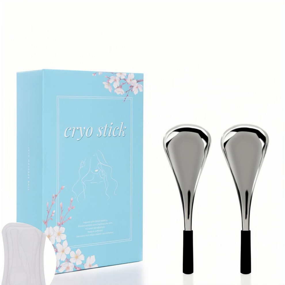 Ice Globes Facial Massager and Stainless Steel Cryo Sticks for Face and Eyes, Cooling Pore Care