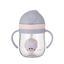 250ml Cute Sippy Cup for Kids, Purple Cartoon Drinking Bottle with Handles, Anti-Choking Scale, Travel-Friendly Design
