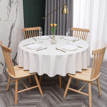 (As show, One size) Nappe Ronde PVC Anti Taches Tanche Table Manger Nappes Ray Blanc-140cm