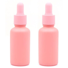 2 Pcs 30ml Pink Essential Oil Dropper Bottles Refillable Glass for Aromatherapy and Cosmetics