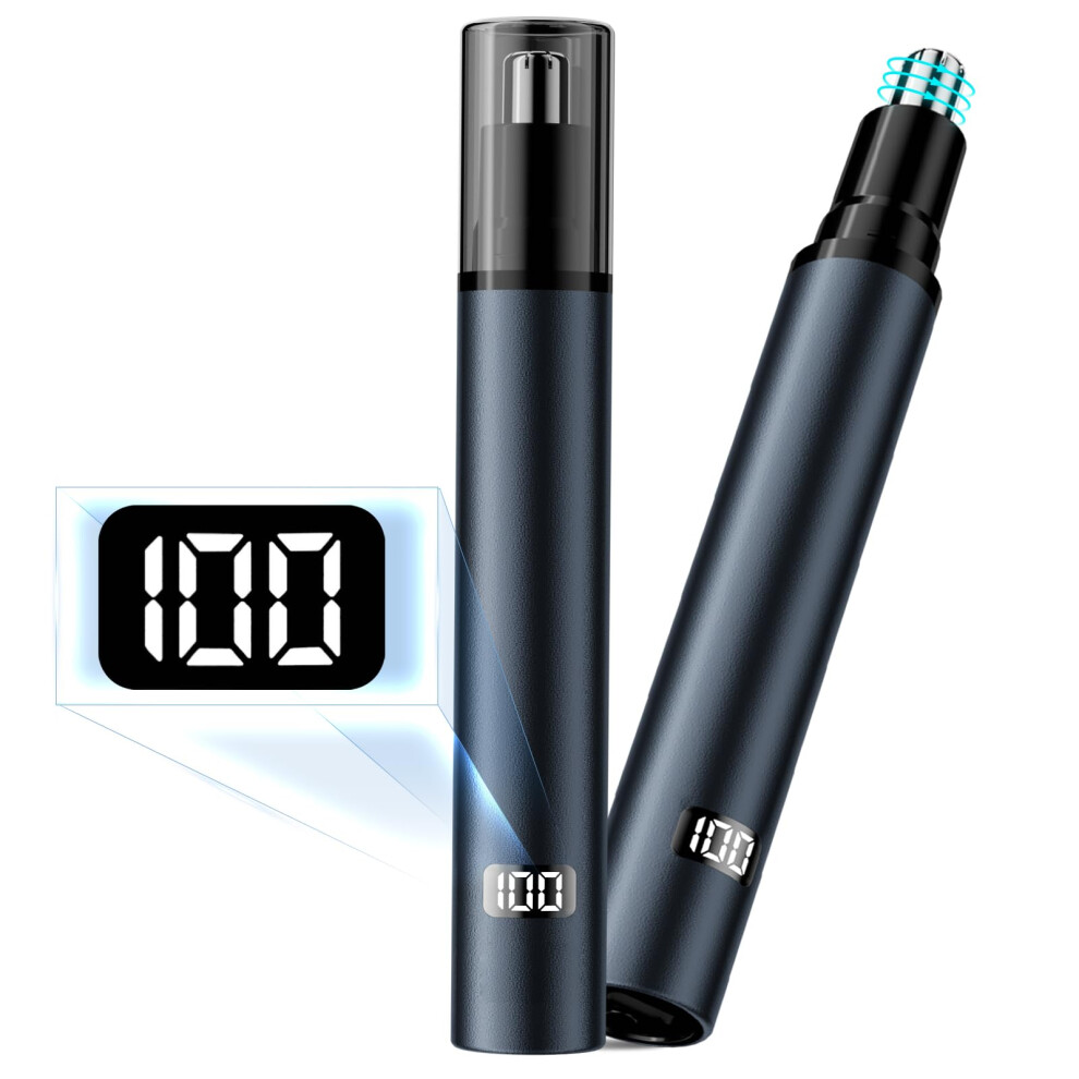 USB Rechargeable Nose Hair Trimmer with LED Display, Painless Ear and Nose Hair Clipper for Travel