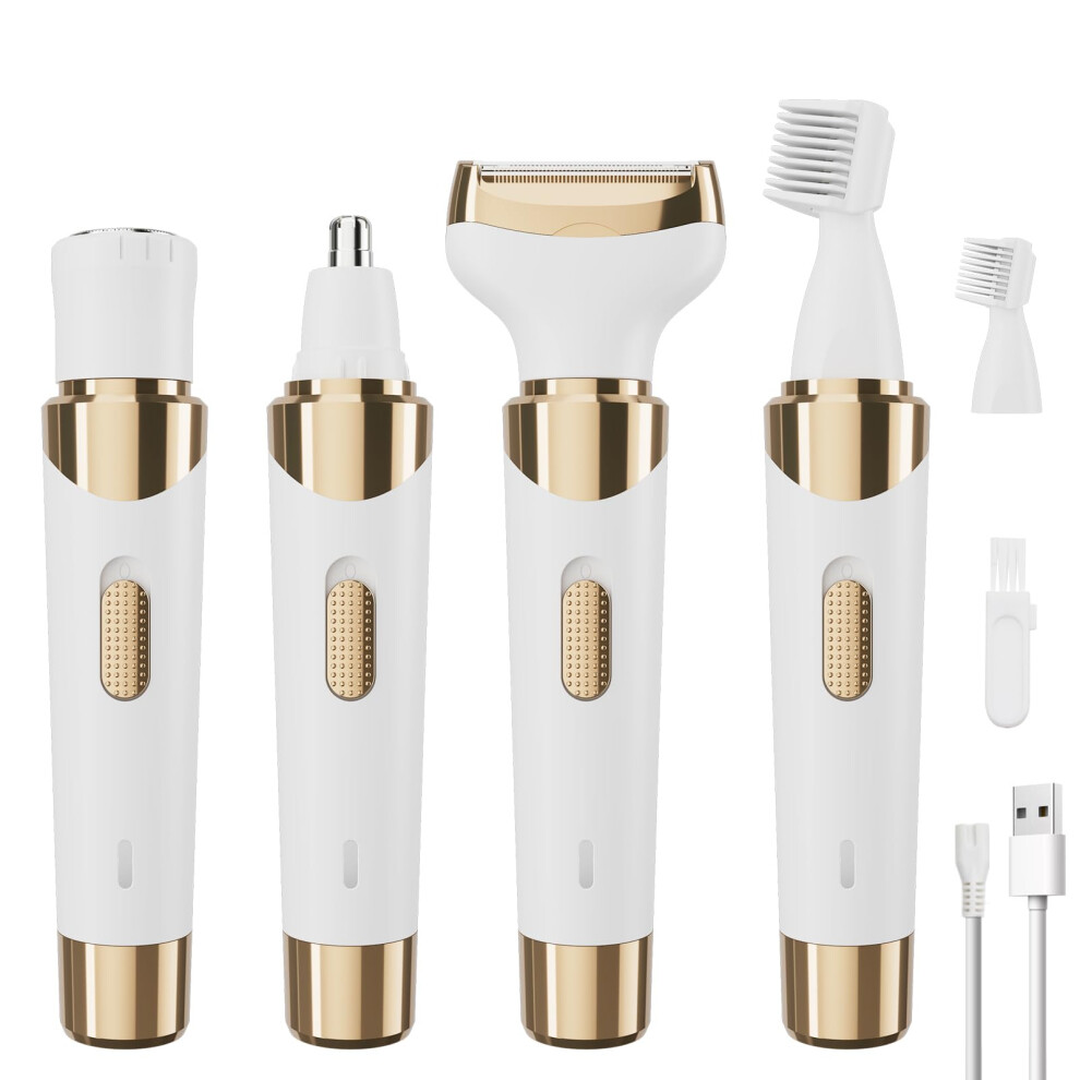 Electric Razor for Women 4in1 Rechargeable Wet Dry Shaver Bikini Trimmer with Multiple Heads