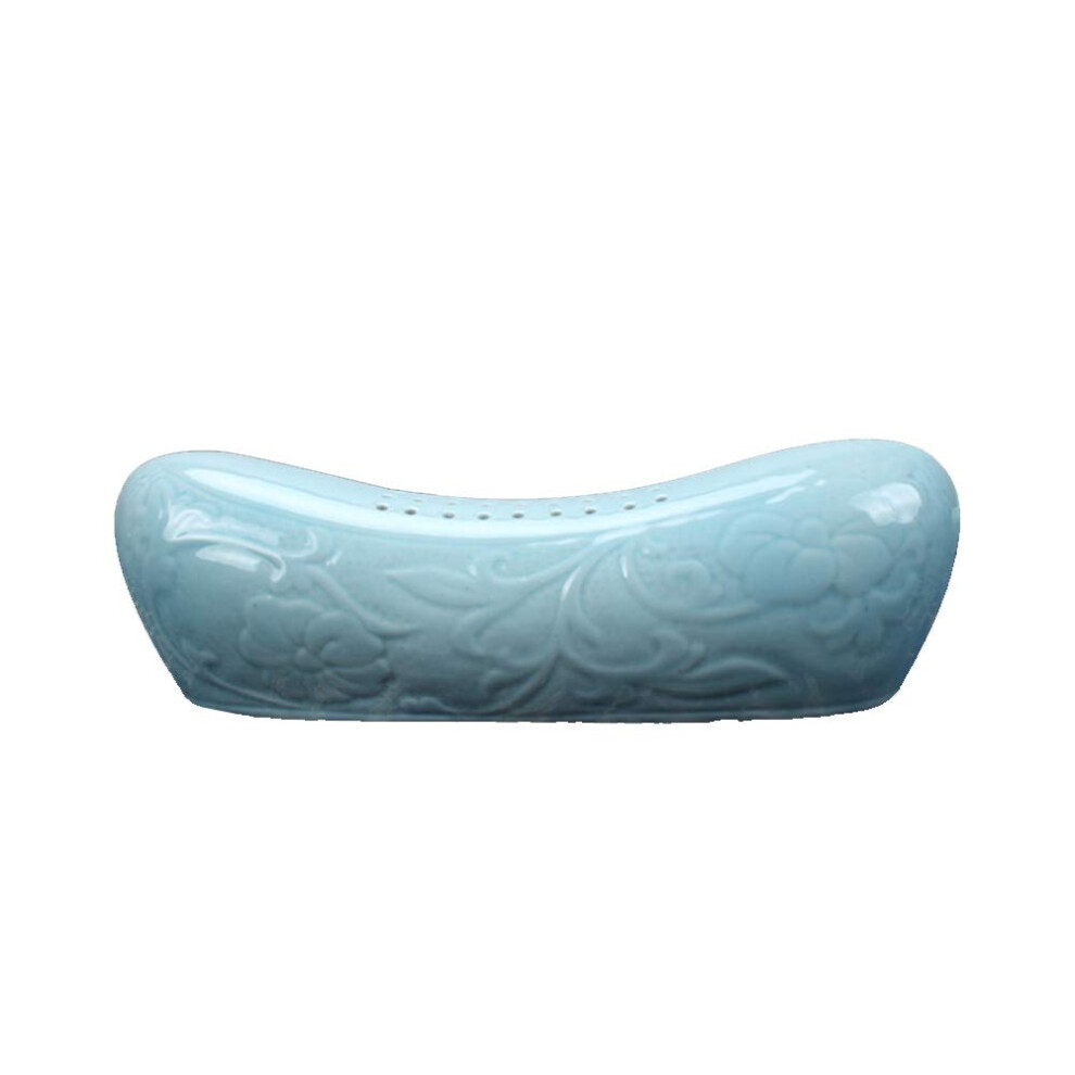 Ceramic Cooling Pillow for Neck Pain with Ergonomic Support, Jade Porcelain Antique Style, Shadow Celadon