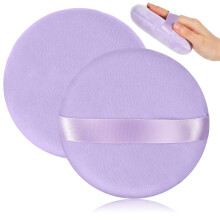 4PCS Large Velvet Body Powder Puff 5 Inch Soft Washable with Ribbon Handle for Makeup and Bath
