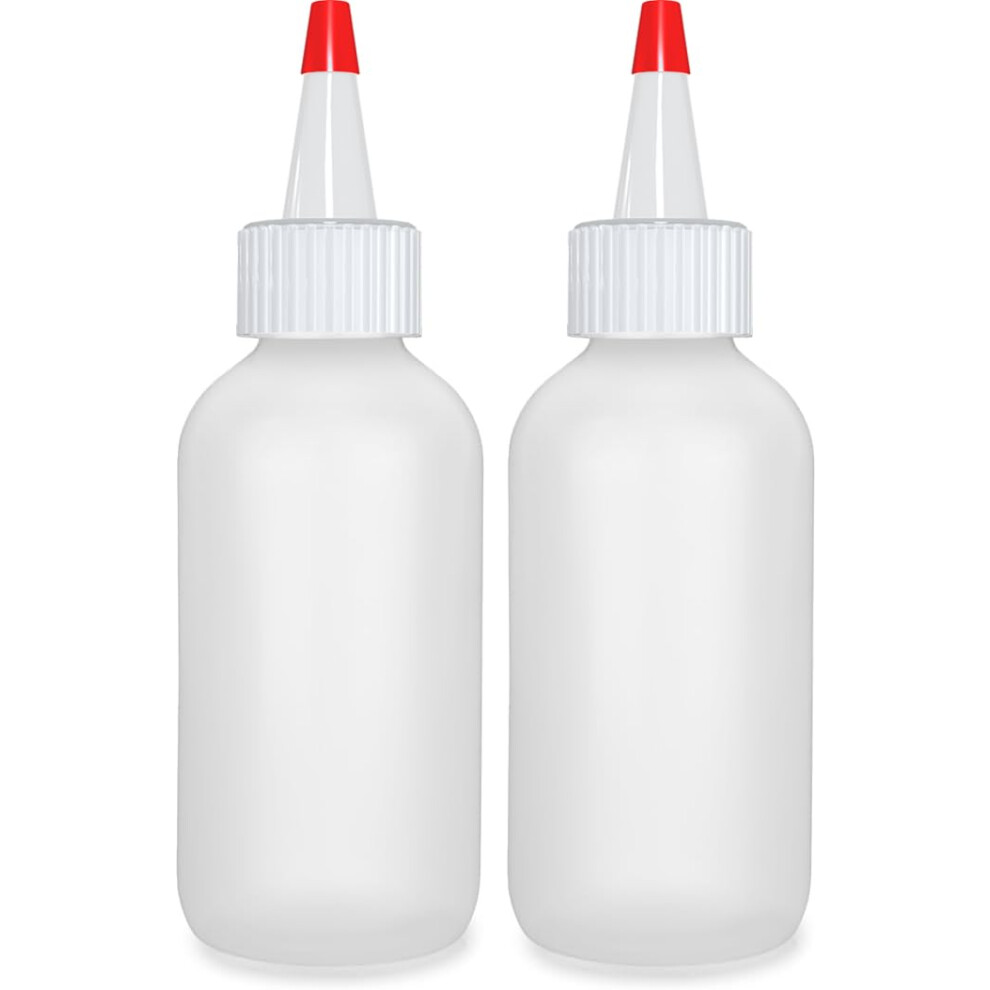 4 oz Hair Color Applicator Bottle with Red Cap, Leak Proof Squeeze Plastic Bottles Pack of 2