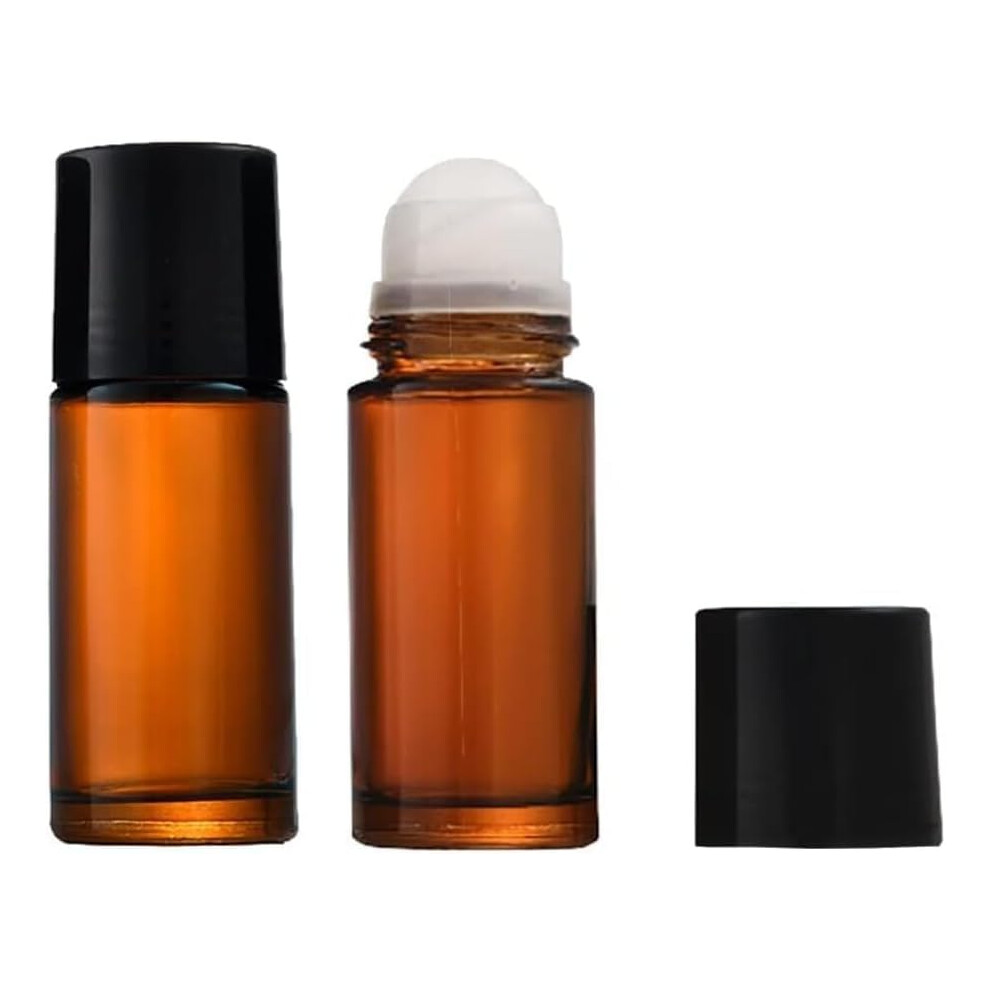 2Pcs 30ml Brown Glass Essential Oil Roller Bottles Refillable Roll On for Perfume and Cosmetics