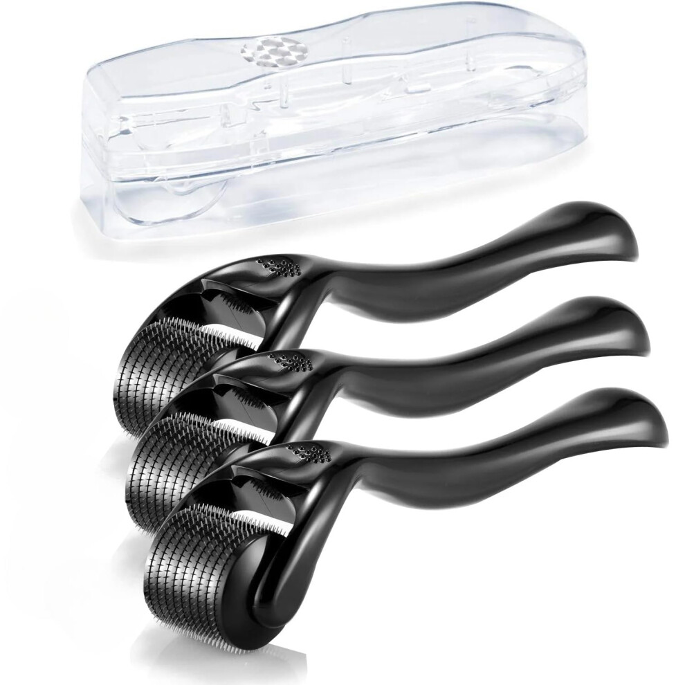 Black Derma Roller Microneedle Roller For Face Beard Hair 0.2Mm 0.25Mm 0.3Mm Multiarea Skin Care