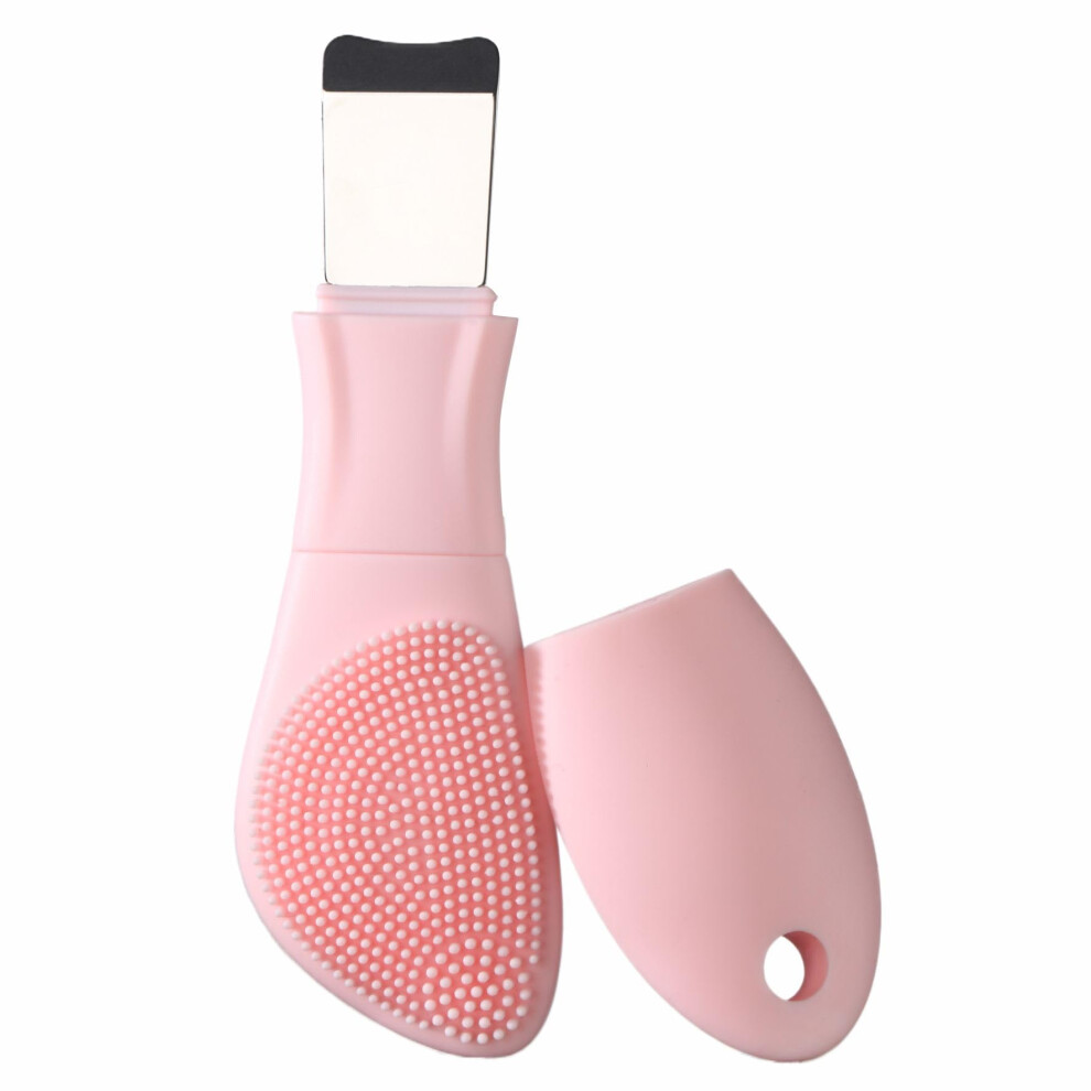 2 in 1 Blackhead Remover Tool with Silicone Face Scrubber for Deep Pore Cleaning and Gentle Exfoliation (Pink)