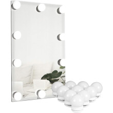 Glamorous Vanity Mirror with Hollywood Style Lights, Magnification, Touch Control & Detachable Base for Decorative Function & Ideal Makeup, Sh